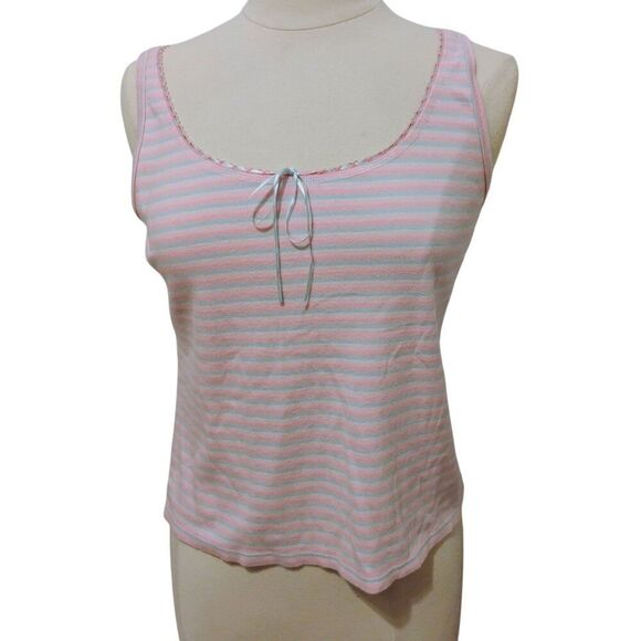 Sigrid Olsen Tank 100% Cotton Pastel Pink Blue Ribbon Bow Soft Comfortable LP - Picture 14 of 14